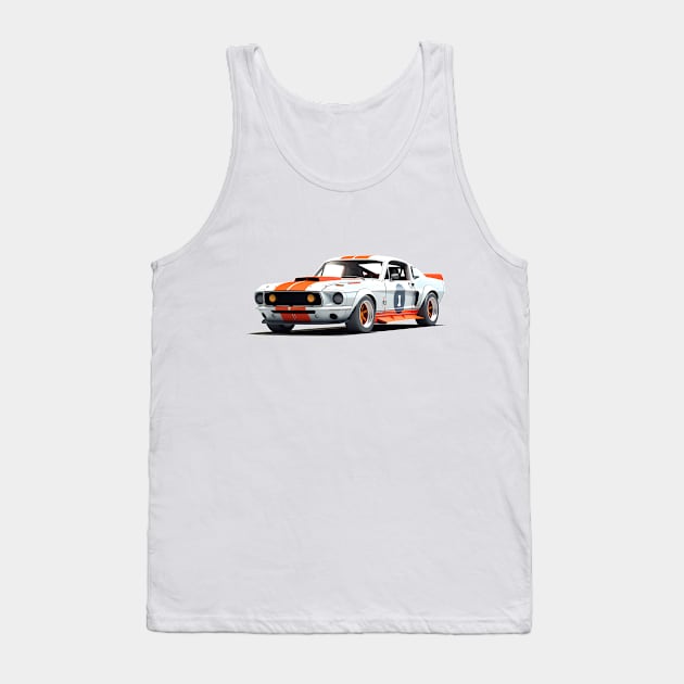 69 Mustang Fastback Racecar Cartoon Tank Top by SynchroDesign